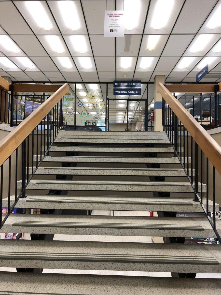 This image shows the stairwell at the library.