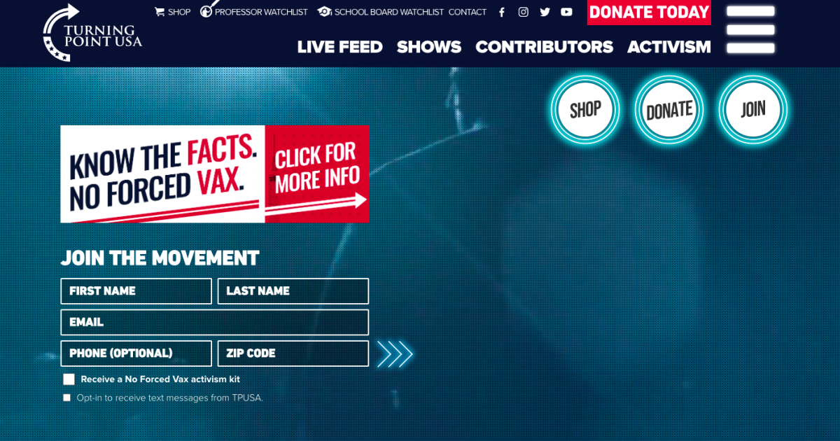 Screenshot of tpusa.com