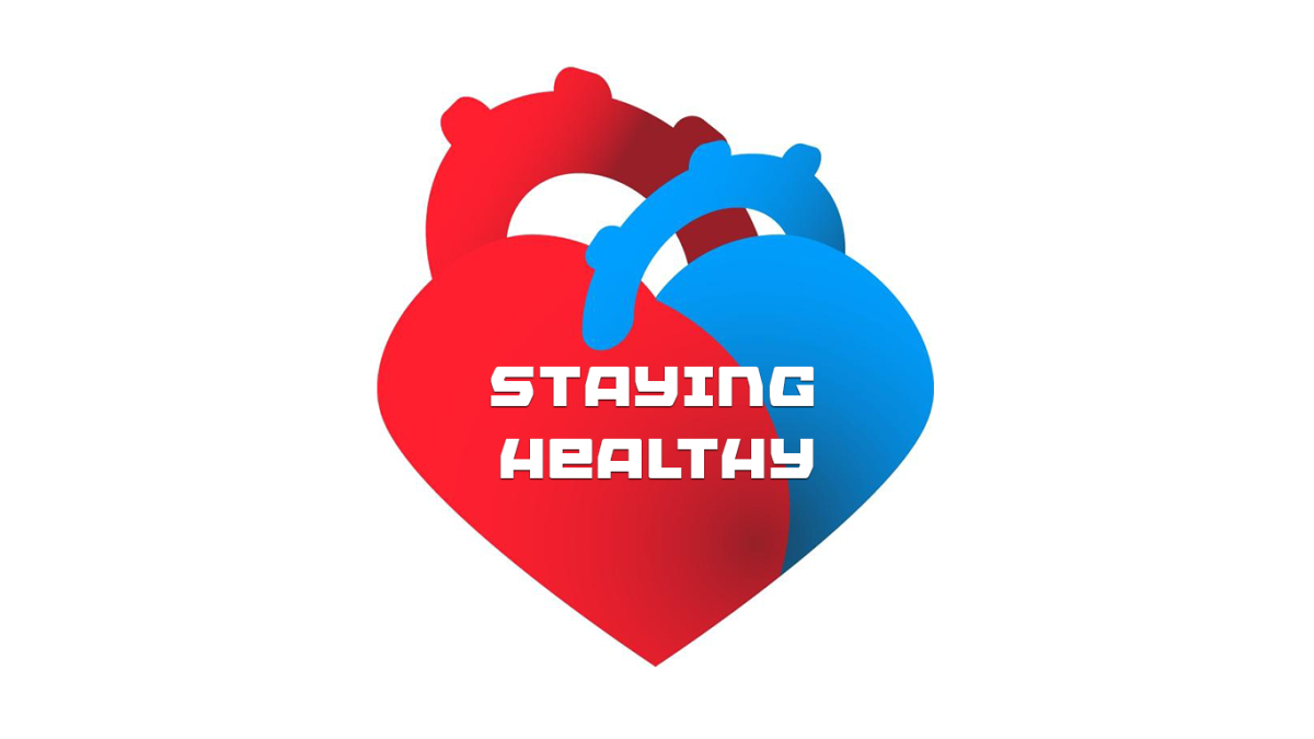 Heart with stay healthy wording in the center