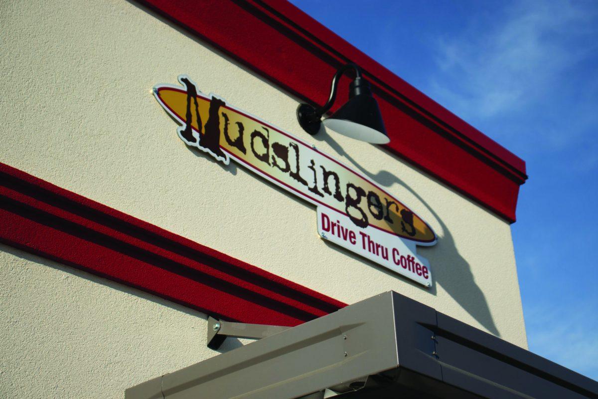 mudslingers in tylers logo on the front of the building