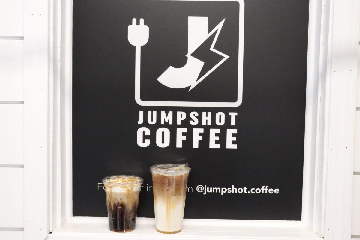 Jumpshot coffee logo and cups of coffee