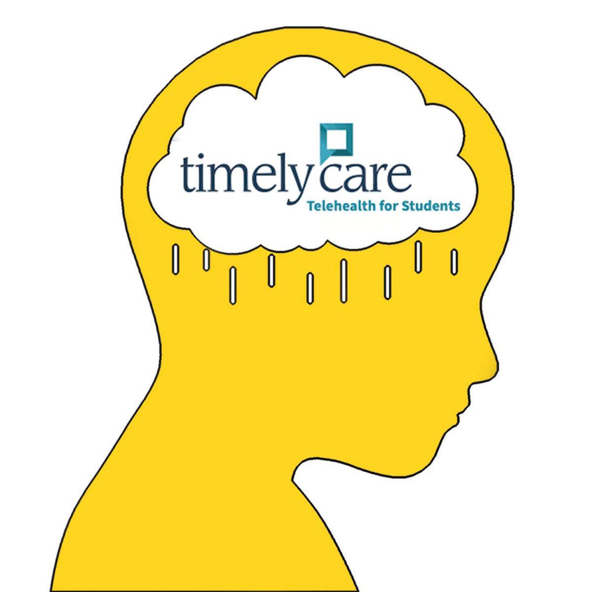 Timely care logo graphic inside drawn brain