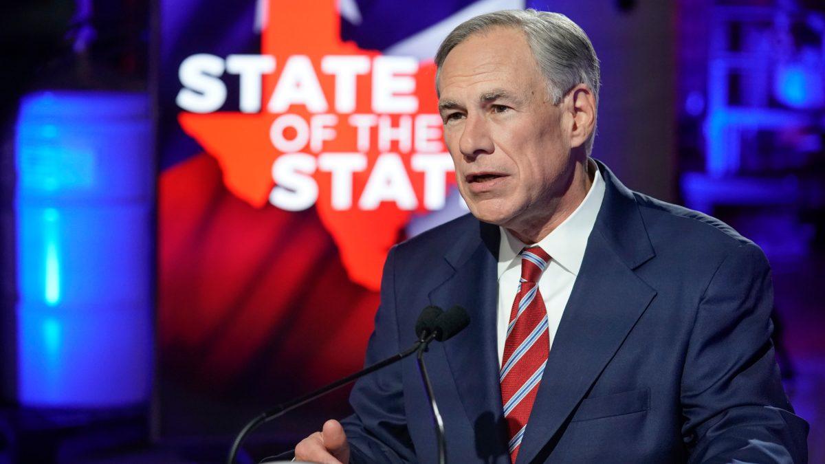 Lockhart, Texas Feb. 1, 2021: Texas Governor Greg Abbott prepares to deliver his State of the State speech at Visionary Fiber Technologies outside Lockhart, TX.  Abbott is proposing expansion of telemedicine and increased broadband access for rural Texans among other policies.  (Bob Daemmrich for Nexstar)