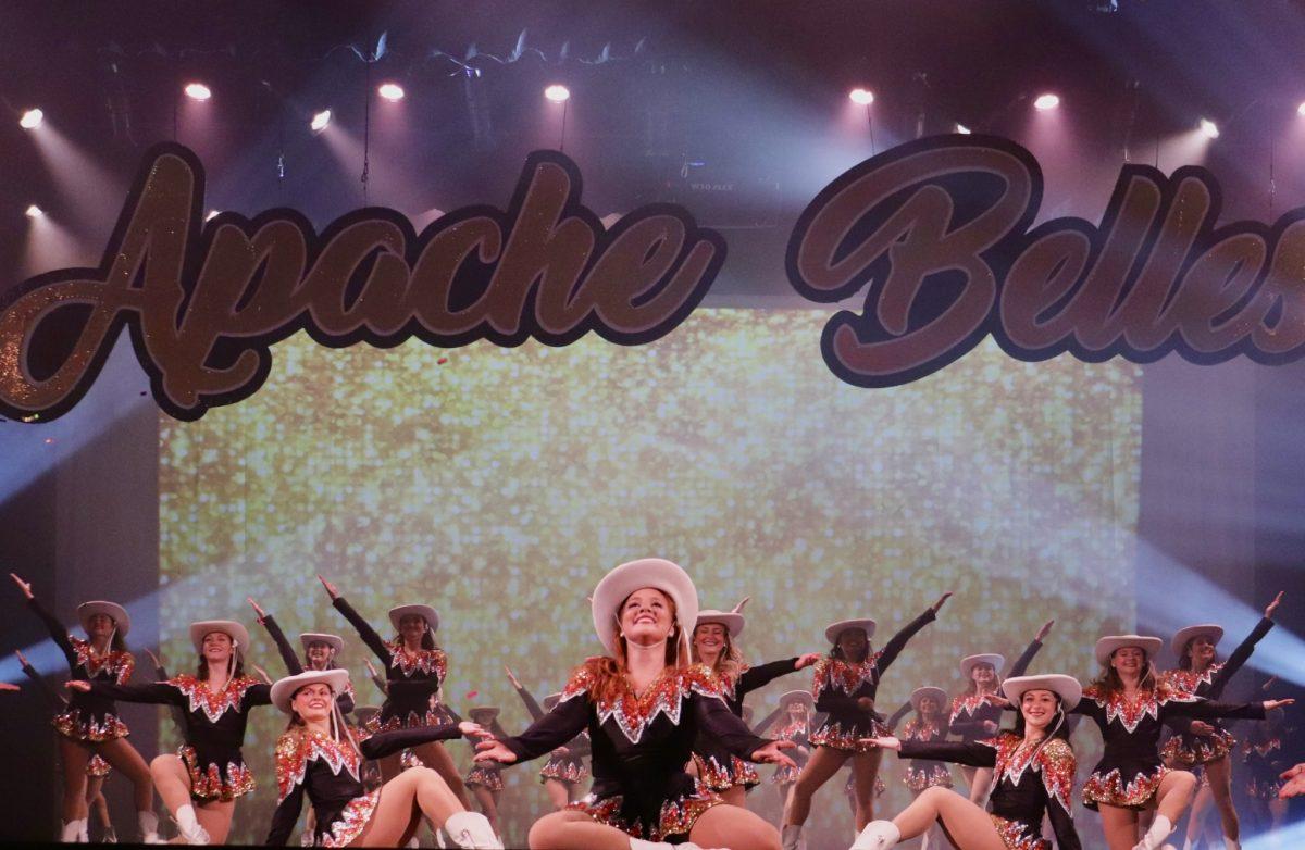 The Apache Belles captivate the audience with their final performance, "Note to Self: Love the Line, Live the Dance," during their Spring Show at TJC. The dynamic choreography was created by Ruth Flynn and Christy Evans.