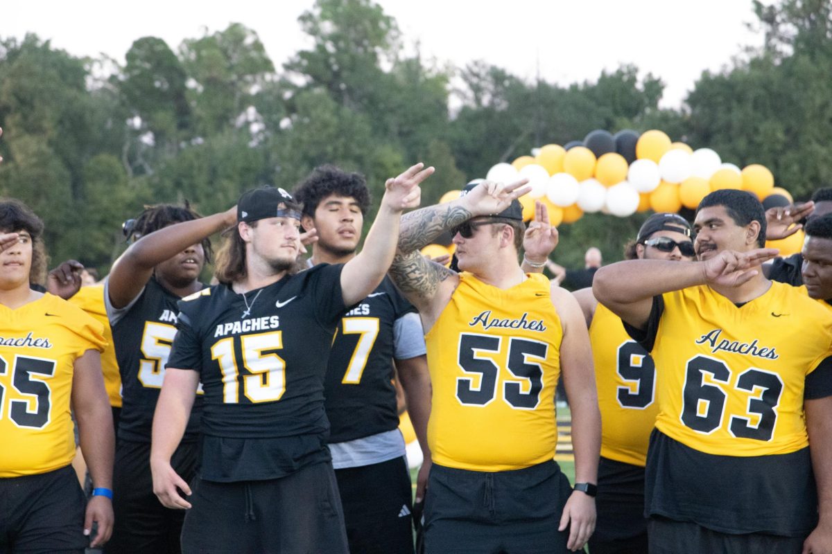 Feathers up! Apache football!