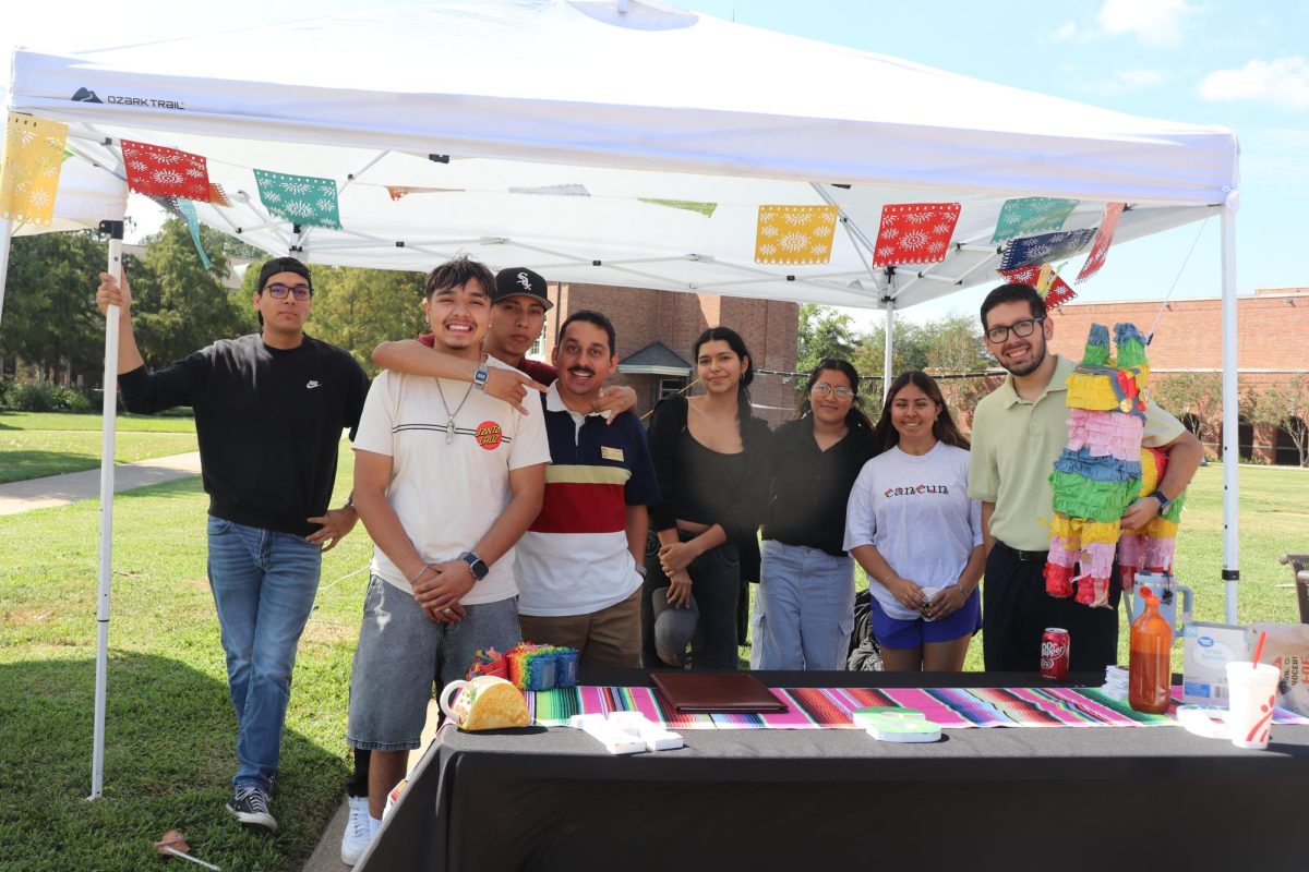 Hispanic Student Organization table during homecoming week. 
From left to right 
Emilio Dibert (Business Management), Keven Maldonado (Business), Ricardo Esquibel (Business), Alex Alfaro (Assistant Director, Success Coaching and QEP), Marifer Arteaga (Business Management), Alexa Flores (Visual communications), Myte Otero (Real estate) and Adan Govea (Student Success Platform Administrator)